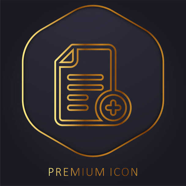 Add File golden line premium logo or icon - Vector, Image