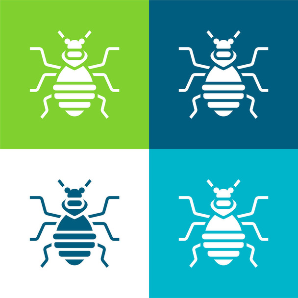 Bedbugフラット4色の最小アイコンセット - ベクター画像