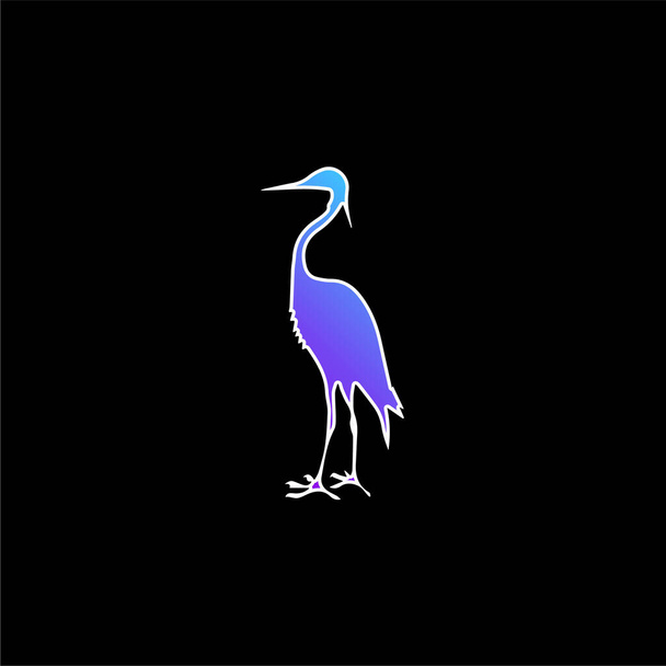 鳥クレーン形青グラデーションベクトルアイコン - ベクター画像