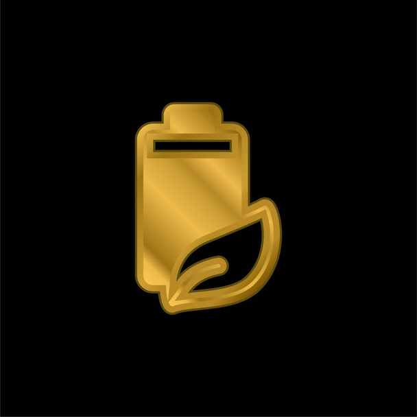 Bateria banhado a ouro ícone metálico ou vetor logotipo - Vetor, Imagem