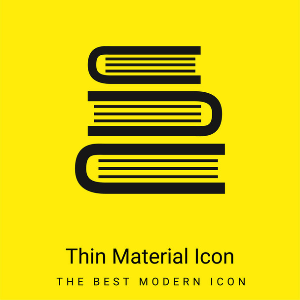 Libros Pila desde la parte superior Ver mínimo icono de material amarillo brillante - Vector, Imagen