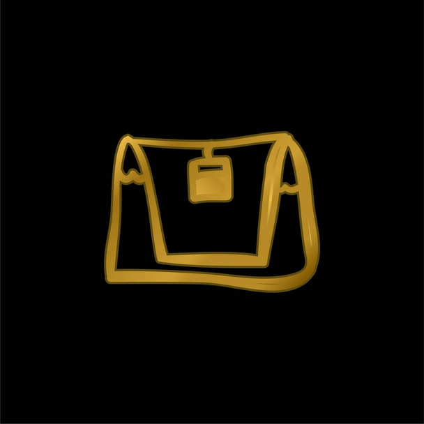 Taška ručně kreslený obrys pozlacené kovové ikony nebo logo vektor - Vektor, obrázek