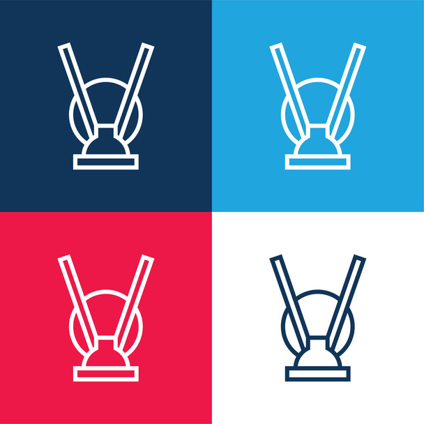 Antena niebieski i czerwony zestaw czterech kolorów minimalny zestaw ikon - Wektor, obraz