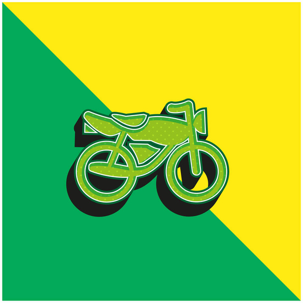 Fekete Motorkerékpár Zöld és sárga modern 3D vektor ikon logó - Vektor, kép