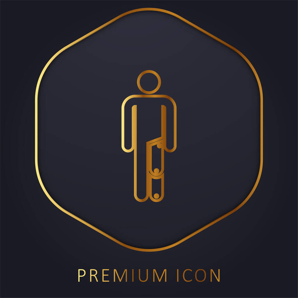 Amputee golden line premium logo or icon - Vector, Image
