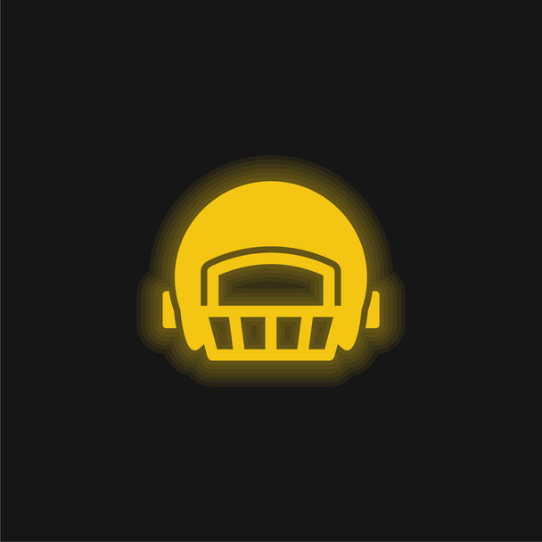 American Football Player Capacete amarelo brilhante ícone de néon - Vetor, Imagem