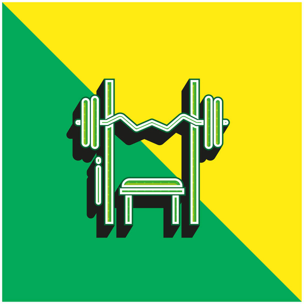Bench Press Green ve sarı 3D vektör simgesi logosu - Vektör, Görsel