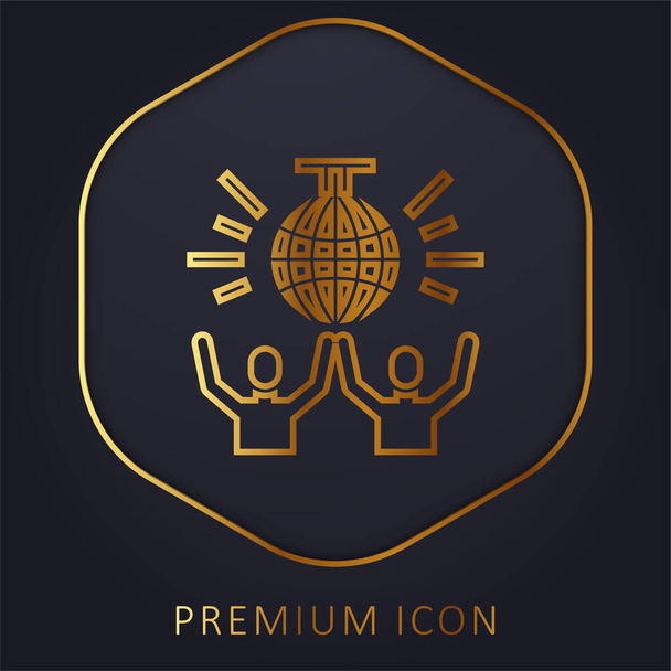 Cumpleaños y fiesta de la línea de oro logotipo premium o icono - Vector, Imagen