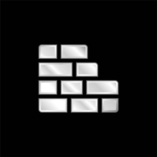 Brickwall plateado icono metálico - Vector, imagen