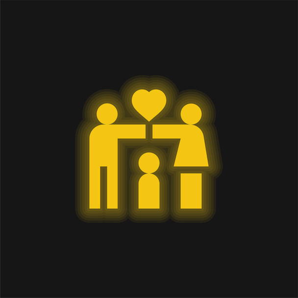 Adoção amarelo brilhante ícone de néon - Vetor, Imagem