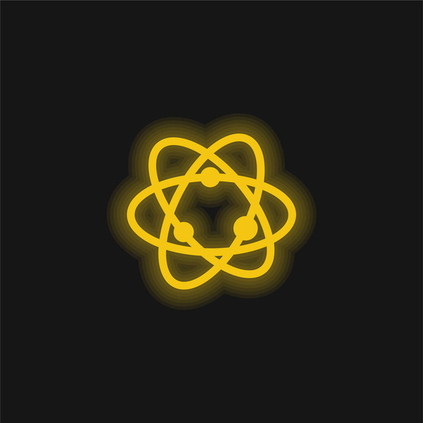 Atom sárga izzó neon ikon - Vektor, kép