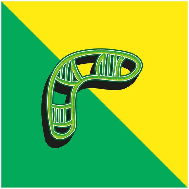 Bumerang Yeşil ve Sarı 3D vektör simgesi logosu - Vektör, Görsel