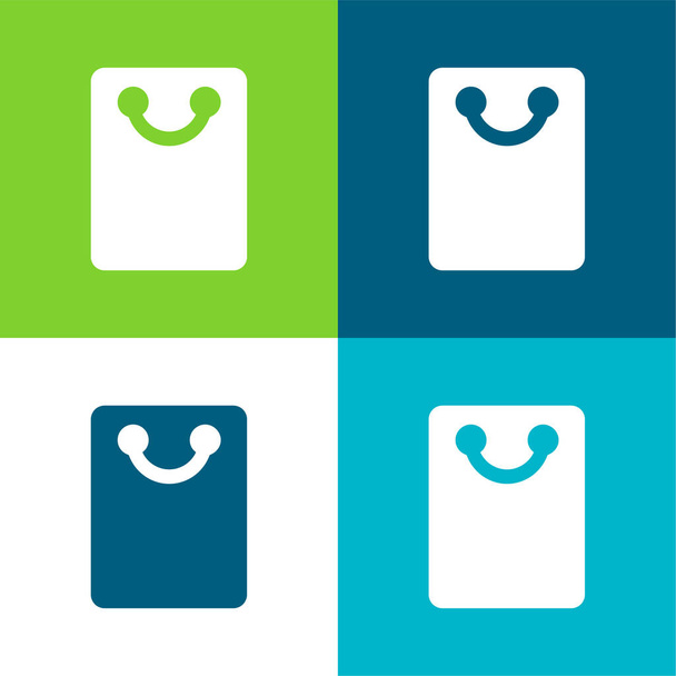 Borsa shopping nera Set di icone minime piatte a quattro colori - Vettoriali, immagini