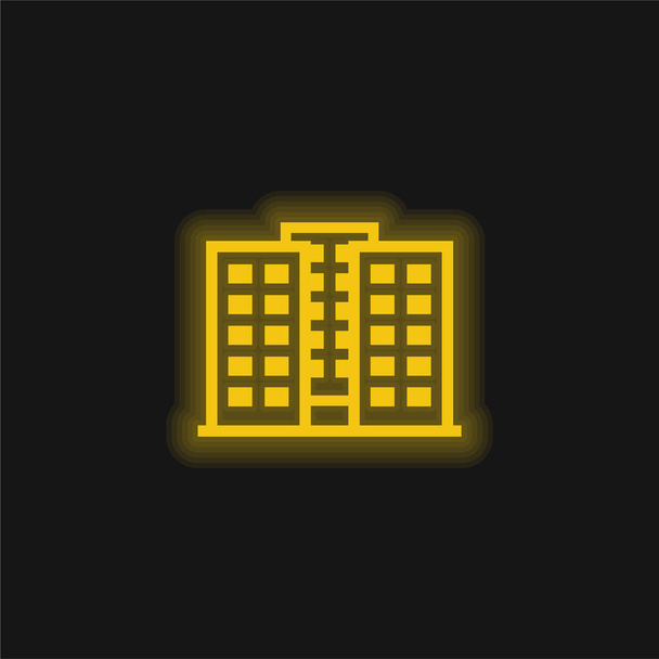 黄色の輝くネオンアイコンアパートメント - ベクター画像