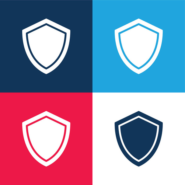 Distintivo blu e rosso set di icone minime a quattro colori - Vettoriali, immagini