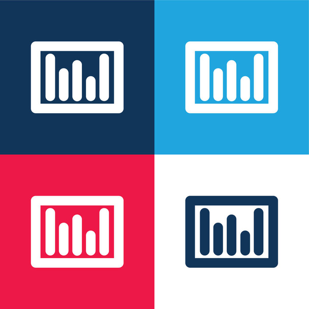 Bars Grafisch blauw en rood vier kleuren minimale pictogram set - Vector, afbeelding