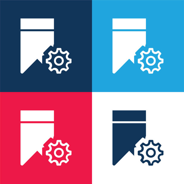 Marcador azul y rojo cuatro colores mínimo icono conjunto - Vector, imagen
