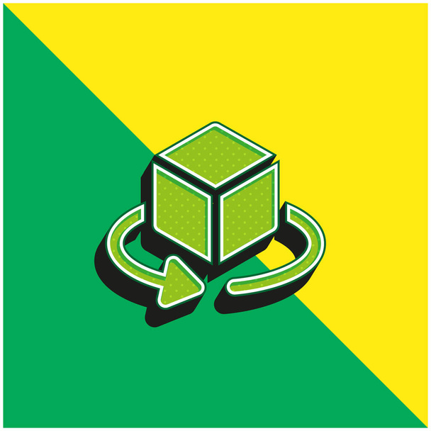 3Dビュー緑と黄色の現代的な3Dベクトルアイコンのロゴ - ベクター画像