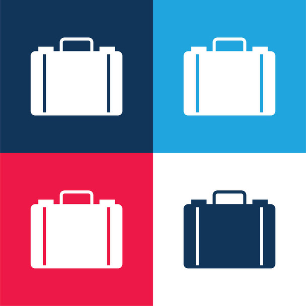 Aktovka modrá a červená čtyři barvy minimální ikona nastavena - Vektor, obrázek