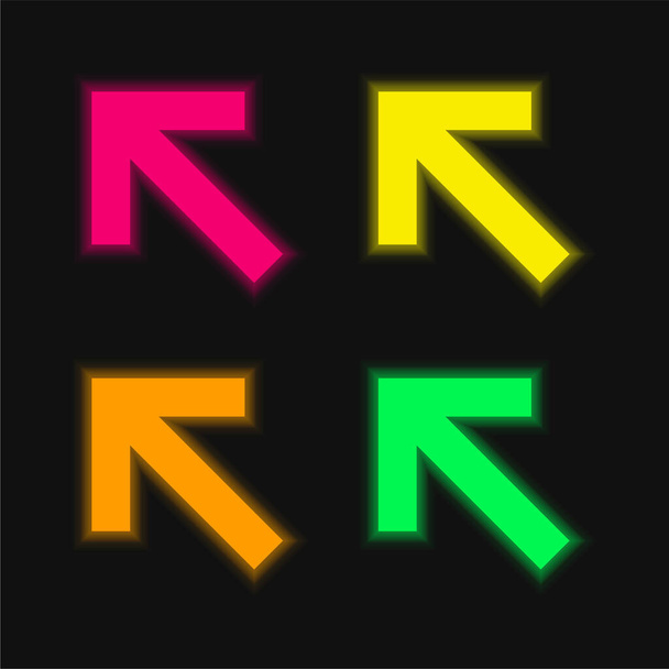 Setas quatro cores brilhante ícone vetor de néon - Vetor, Imagem