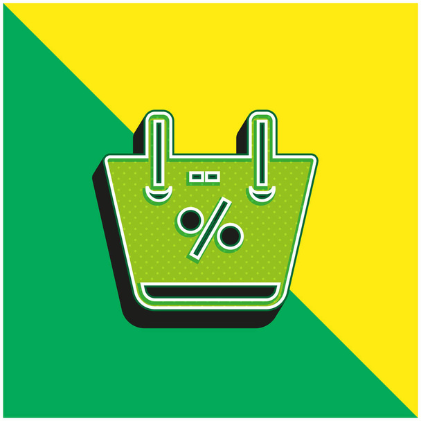 Kosár Zöld és sárga modern 3D vektor ikon logó - Vektor, kép