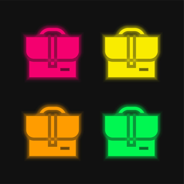 Bolsa de cuatro colores brillante icono de vectores de neón - Vector, Imagen