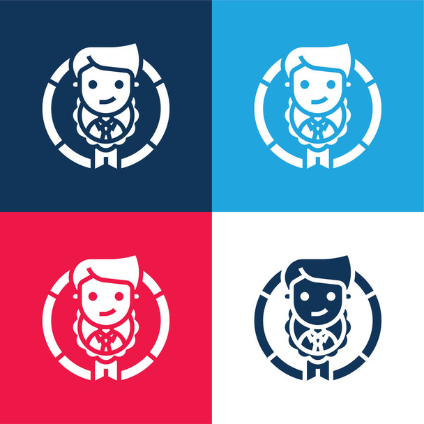 Appraisal blue and red four color minimal icon set - Vector, Image