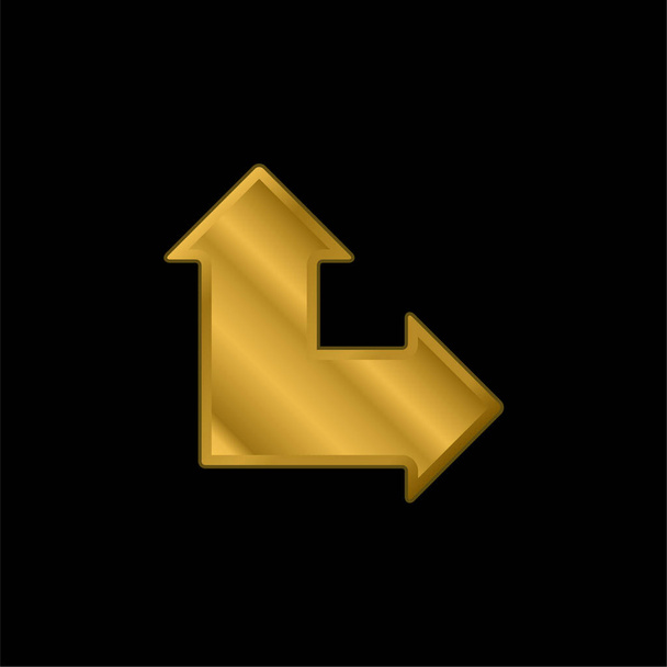 Pfeile Winkel zeigen nach oben und rechts vergoldet metallisches Symbol oder Logo-Vektor - Vektor, Bild