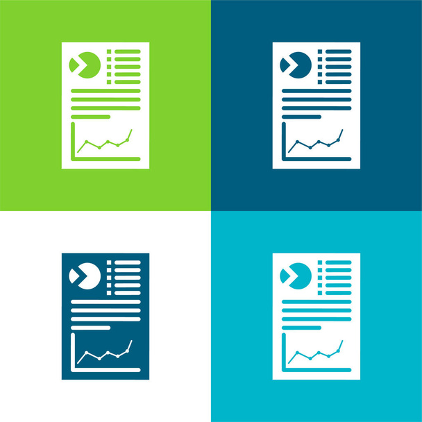 Analytics Flat čtyři barvy minimální ikona nastavena - Vektor, obrázek