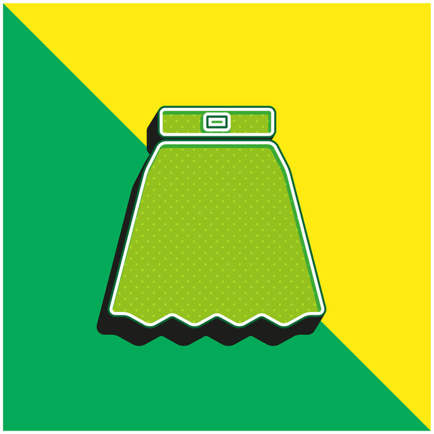 Big Skirt Logo icona vettoriale 3D moderna verde e gialla - Vettoriali, immagini