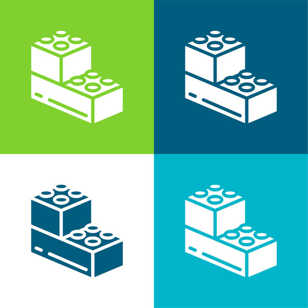 Блоки Плоские четыре цвета минимальный набор значков - Вектор,изображение