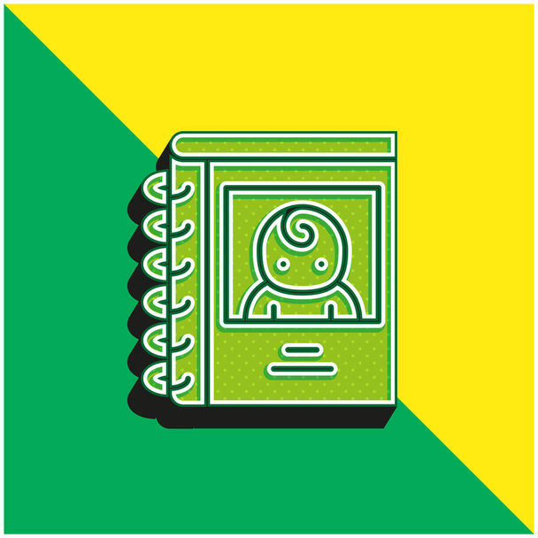 Babakönyv Zöld és sárga modern 3D vektor ikon logó - Vektor, kép
