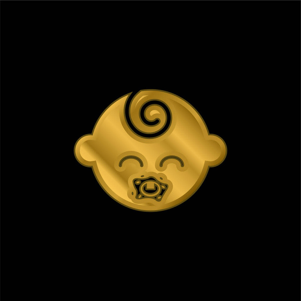 Baby Black Head chapado en oro icono metálico o logo vector - Vector, Imagen