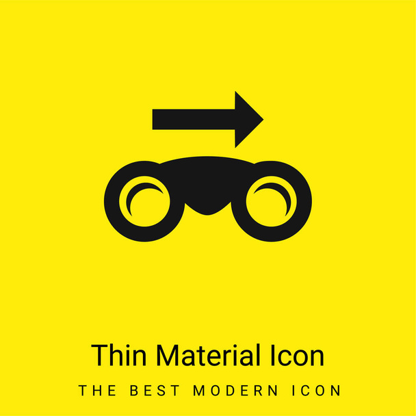 Jumelles avec flèche droite minime icône de matériau jaune vif - Vecteur, image