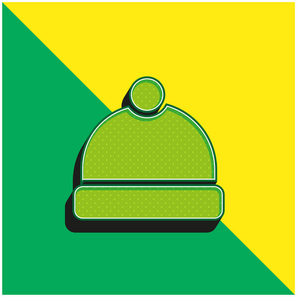 Gorro verde y amarillo moderno 3d vector icono logotipo - Vector, Imagen