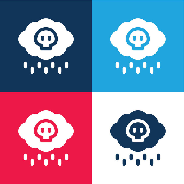 Ensemble d'icônes minimes bleu pluie acide et rouge à quatre couleurs - Vecteur, image