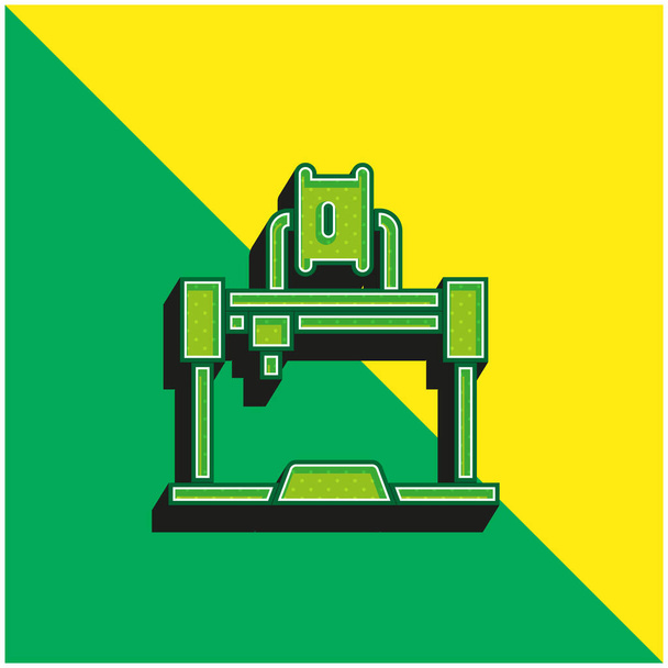 3D nyomtató Zöld és sárga modern 3D vektor ikon logó - Vektor, kép