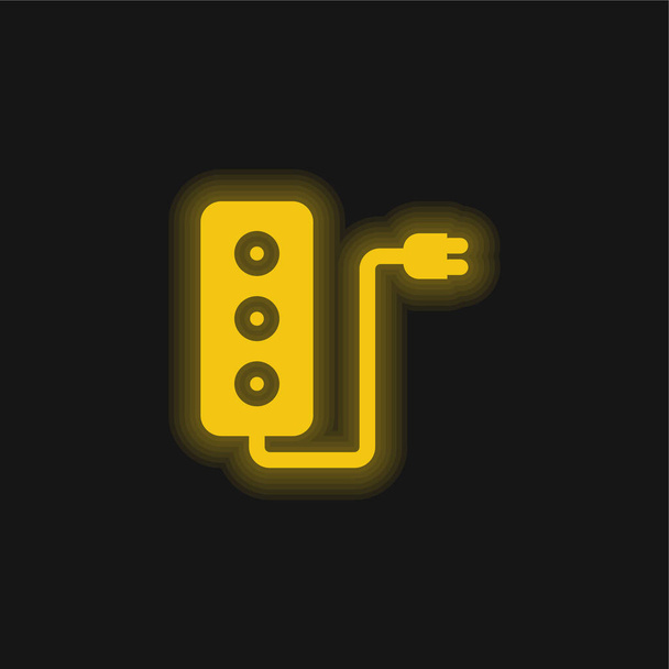 Adaptori keltainen hehkuva neon kuvake - Vektori, kuva