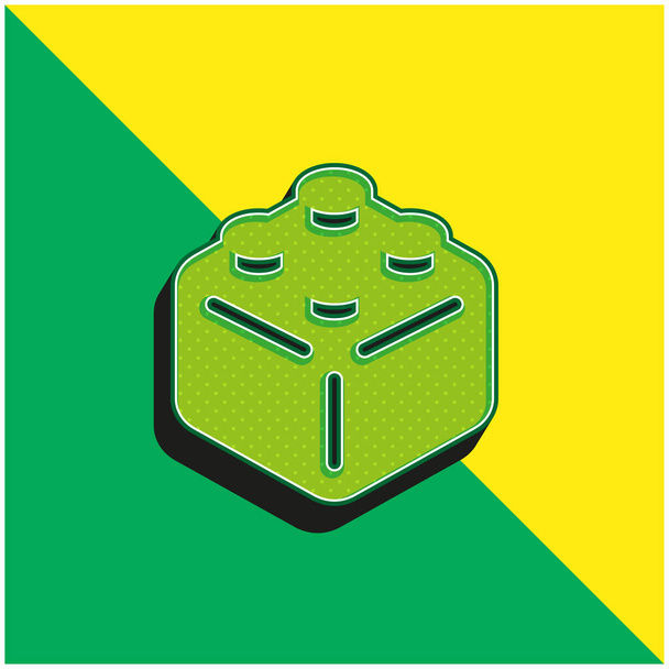 ブロックグリーンと黄色の現代的な3Dベクトルアイコンのロゴ - ベクター画像