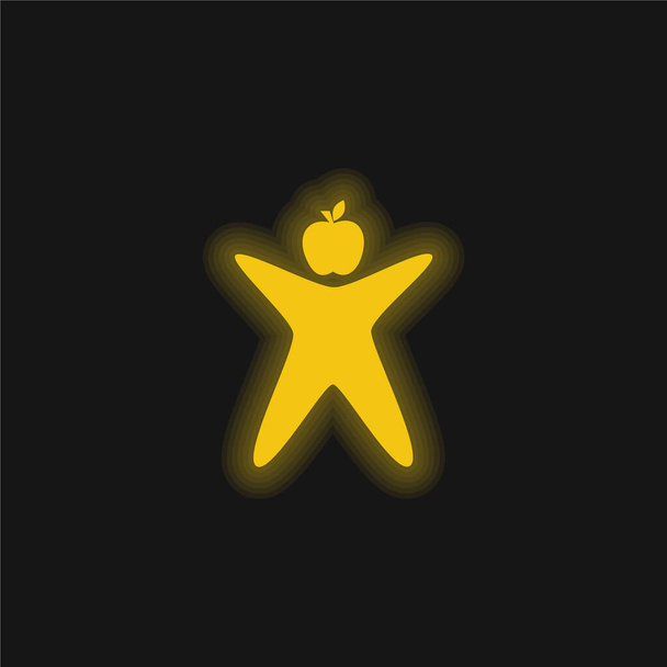 Elma Çocukları Logosu sarı parlak neon simgesi - Vektör, Görsel