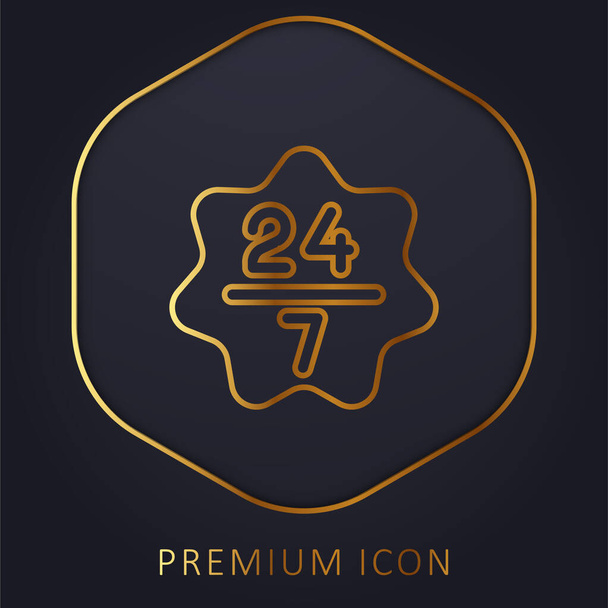 Logotipo o icono premium de línea dorada 24 / 7 - Vector, imagen