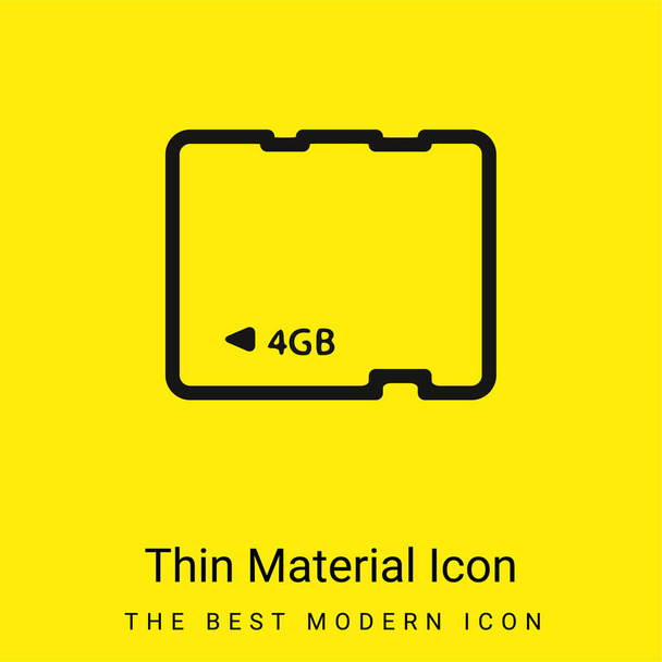 4Gb Card minimal bright yellow material icon - Vector, Image