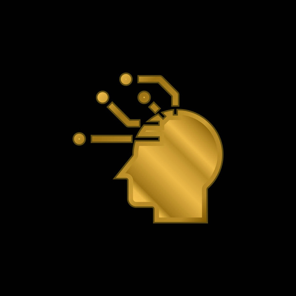 Inteligencia artificial chapado en oro icono metálico o logo vector - Vector, Imagen