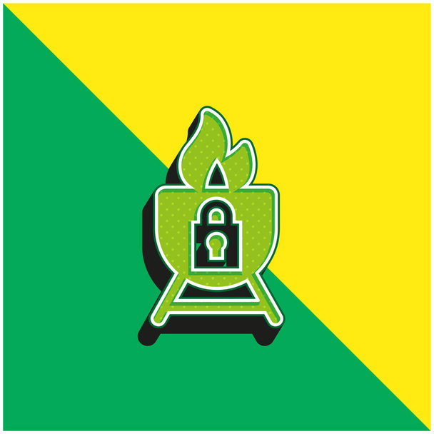Μπάρμπεκιου Πράσινο και κίτρινο σύγχρονο 3d διάνυσμα εικονίδιο λογότυπο - Διάνυσμα, εικόνα