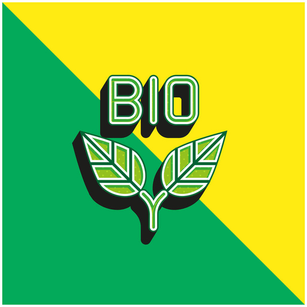 Bio Zielony i żółty nowoczesny ikona wektora 3D logo - Wektor, obraz