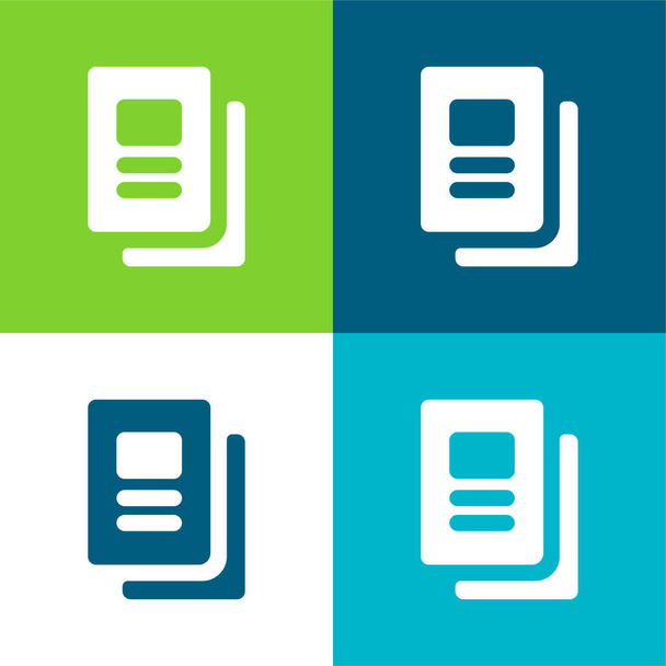 Livros Flat quatro cores conjunto de ícones mínimos - Vetor, Imagem