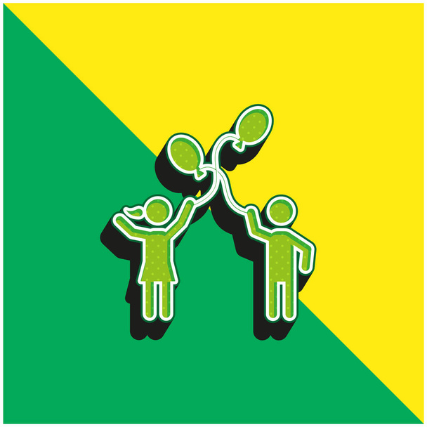 Ilmapallo Pelaa vihreä ja keltainen moderni 3d vektori kuvake logo - Vektori, kuva