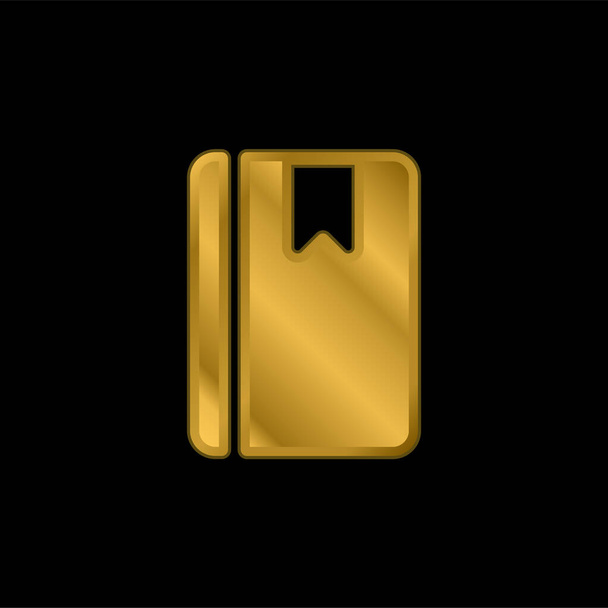 Agenda chapado en oro icono metálico o logo vector - Vector, Imagen