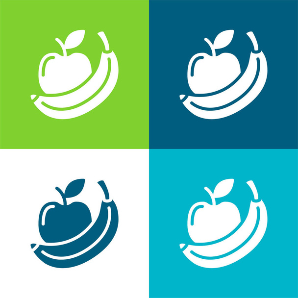 Apfel flach vier Farben minimales Symbol-Set - Vektor, Bild