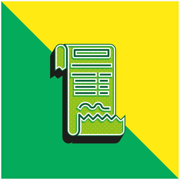 Билл Грин и желтый современный трехмерный векторный логотип - Вектор,изображение